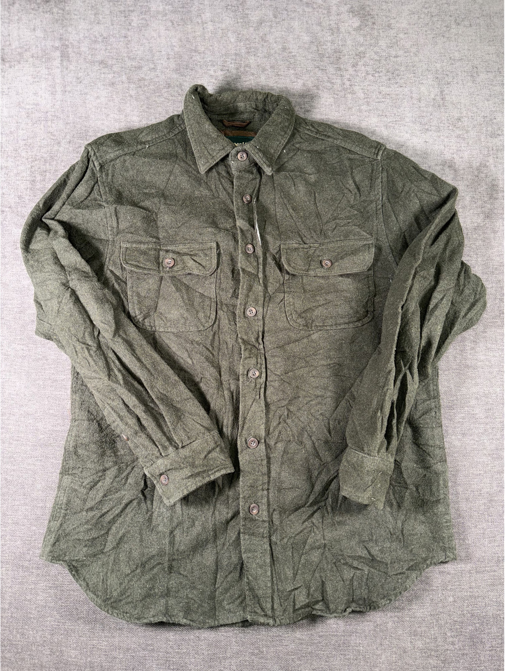 Outdoor Life Men's Olive Green Cotton Button-Up Shirt Large